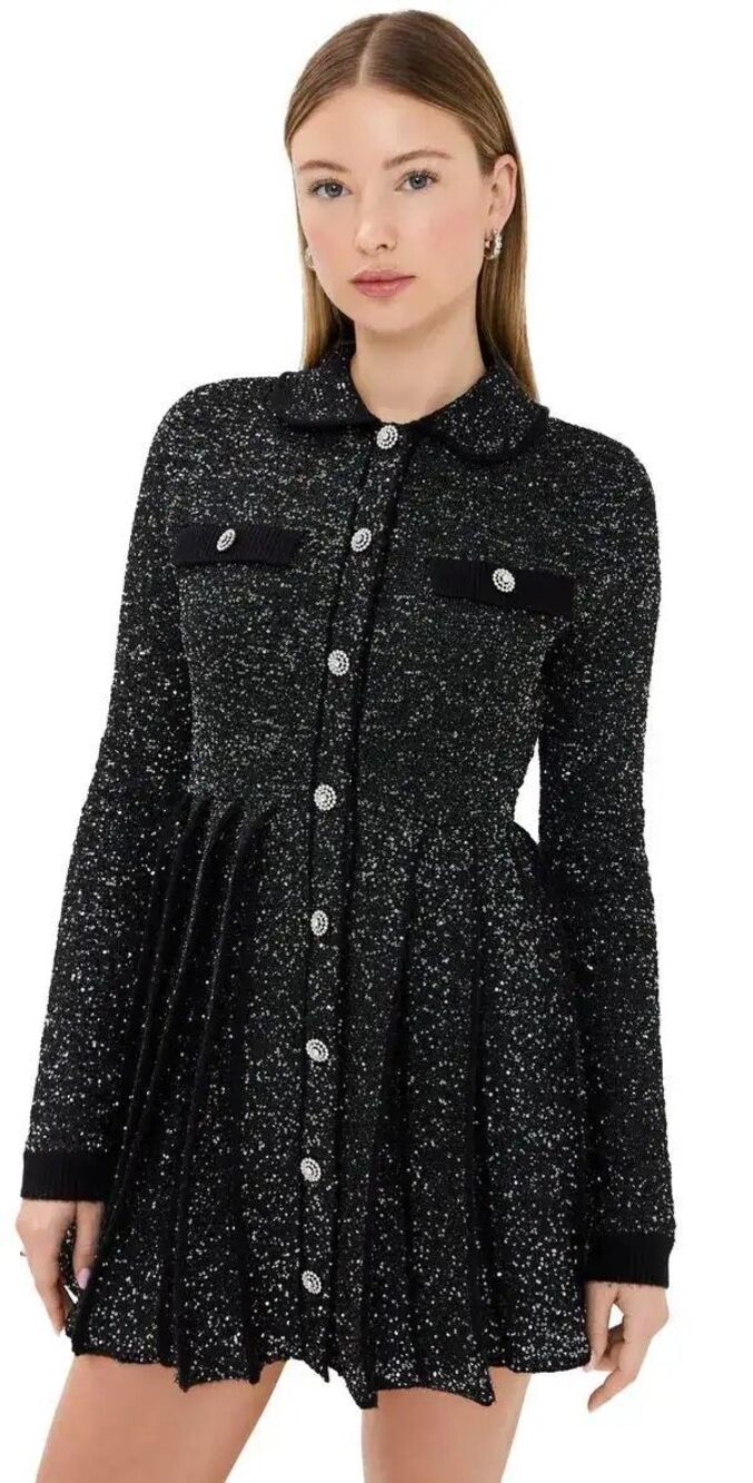 NWT Hill House Home Chloe Sweater Dress Black Sequin 2XS